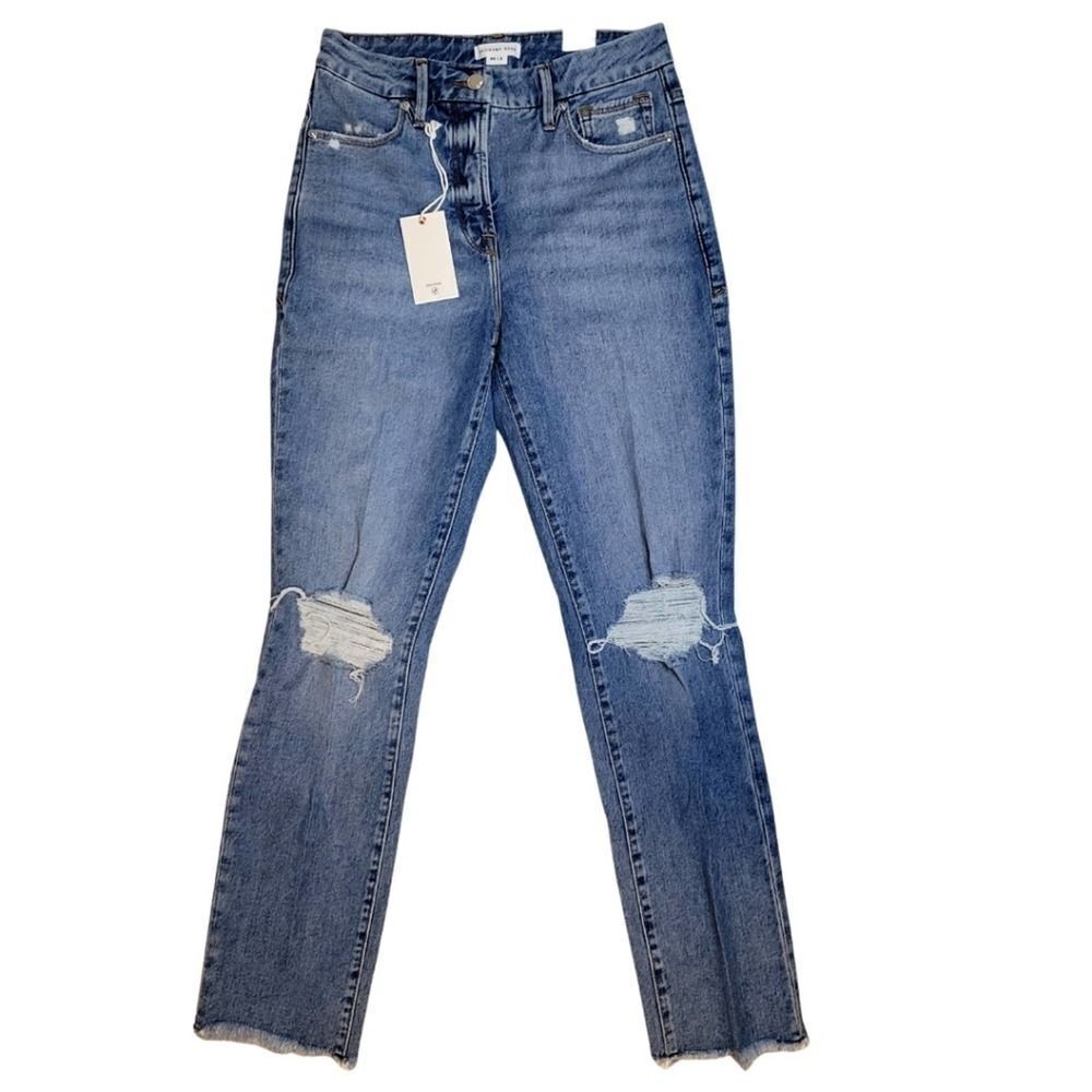 Good American Womens Good Classic Distressed High Rise Jeans NWT 2/26